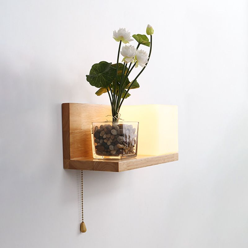 Luce da parete rettangolare di vetro in moderna lampada a parete singola in legno moderna, navi senza decorazioni