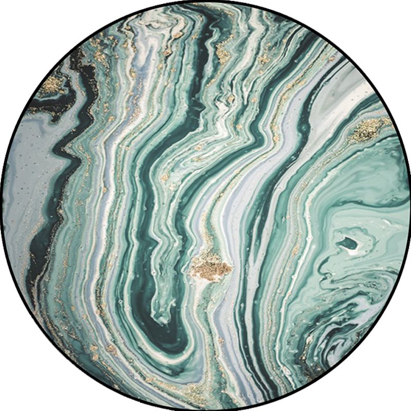 Teal Bedroom Rug Modern Abstract Marble Pattern Area Rug Polyester Washable Anti-Slip Carpet