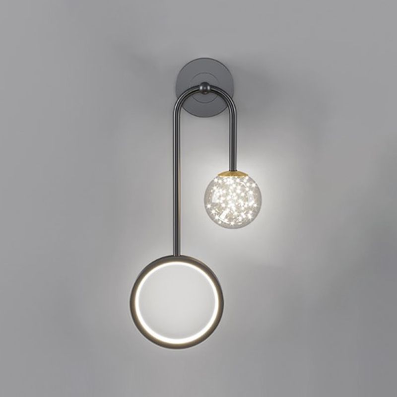 Glass Spherical Shape Wall Lights Modern Style 2 Light Wall Mount Fixture for Bedroom