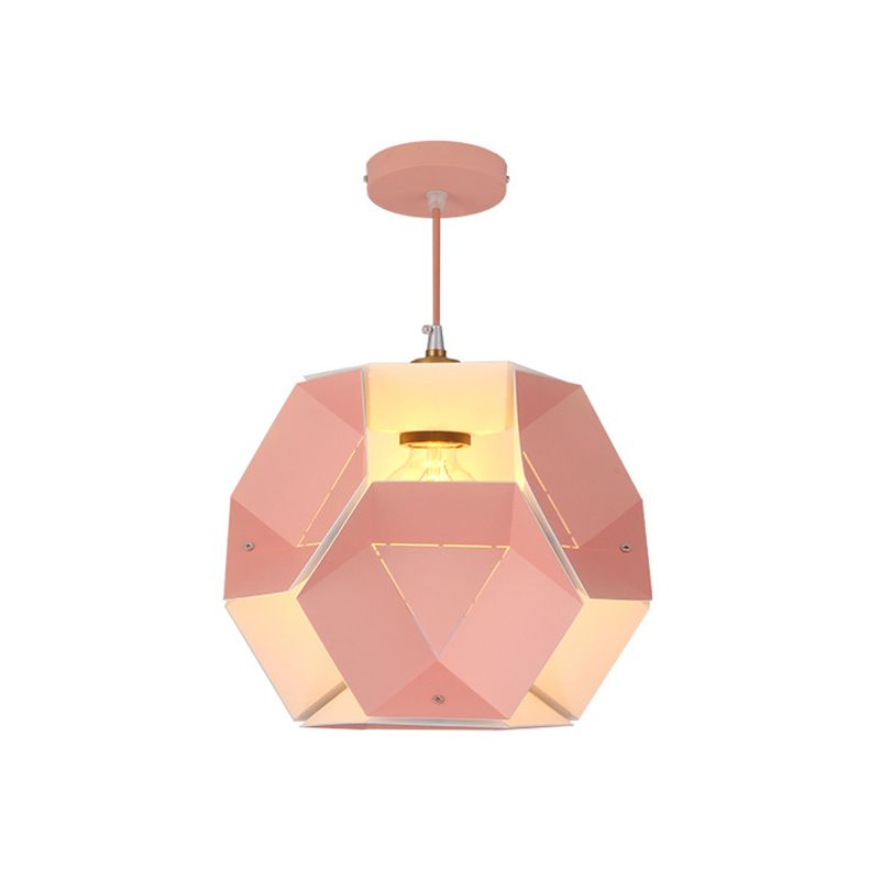 Coupées de macaron Hexagon Drop Pendant Fer 1-Light Restaurage de plafond suspendu en jaune / rose