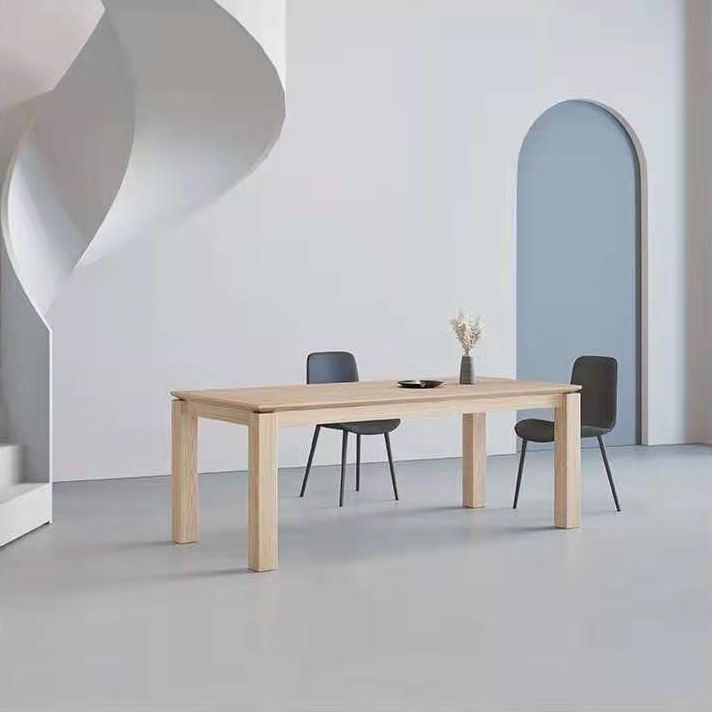 Mesa de color de madera clara rectangular mesa de madera maciza moderna con 4 patas