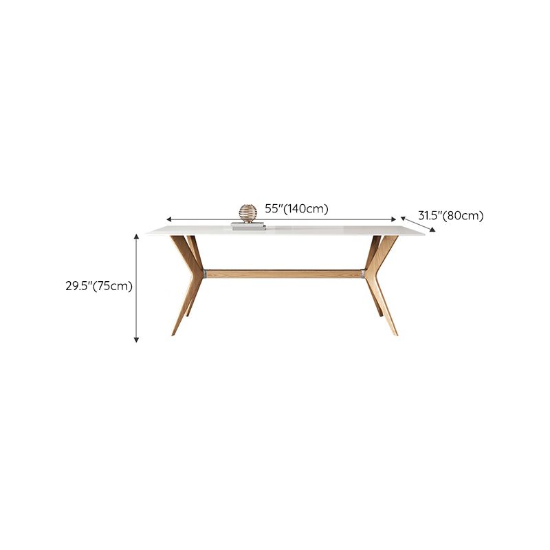 Modern Style Rectangle Table Sintered Stone Dining Table with Wood Legs
