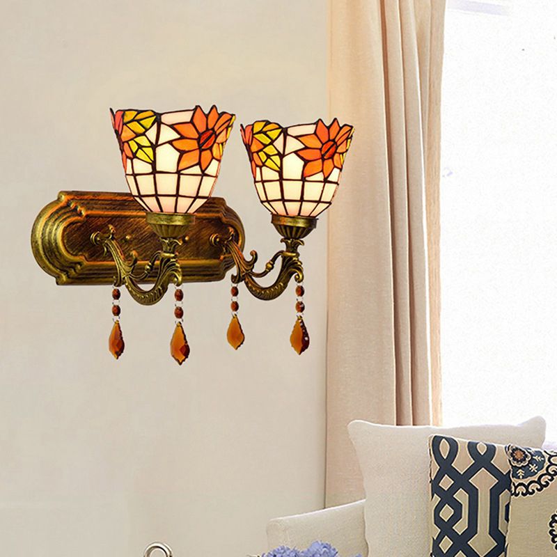 Tiffany Jar Vanity Lamp Glass 2-Light Vanity Wall Lights for Bathroom