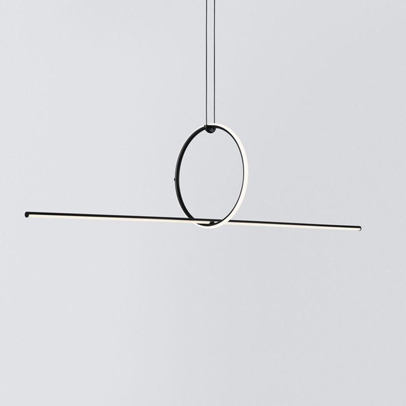 2 Lights Geometric Hanging Lighting Modern Metal Island Lighting