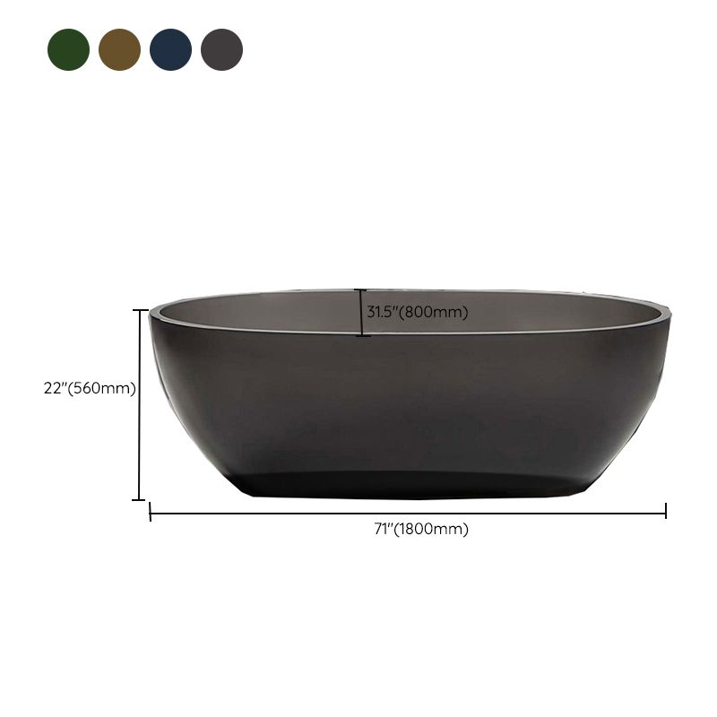 Acrylic Oval Freestanding Bath Modern 22.04-inch Tall Soaking Bathtub
