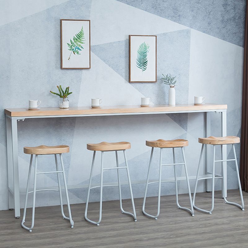 Modern Bar Height Table Solid Wood Top Bistro Bar Table with Trestle Base