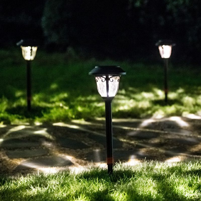 Clear Beveled Glass Bell Landscape Lamp Vintage Coffee LED Stake Lighting for Patio
