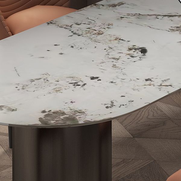 Modern Dining Table Stone Top Dining Table with Stainless Steel Double pedestal Base