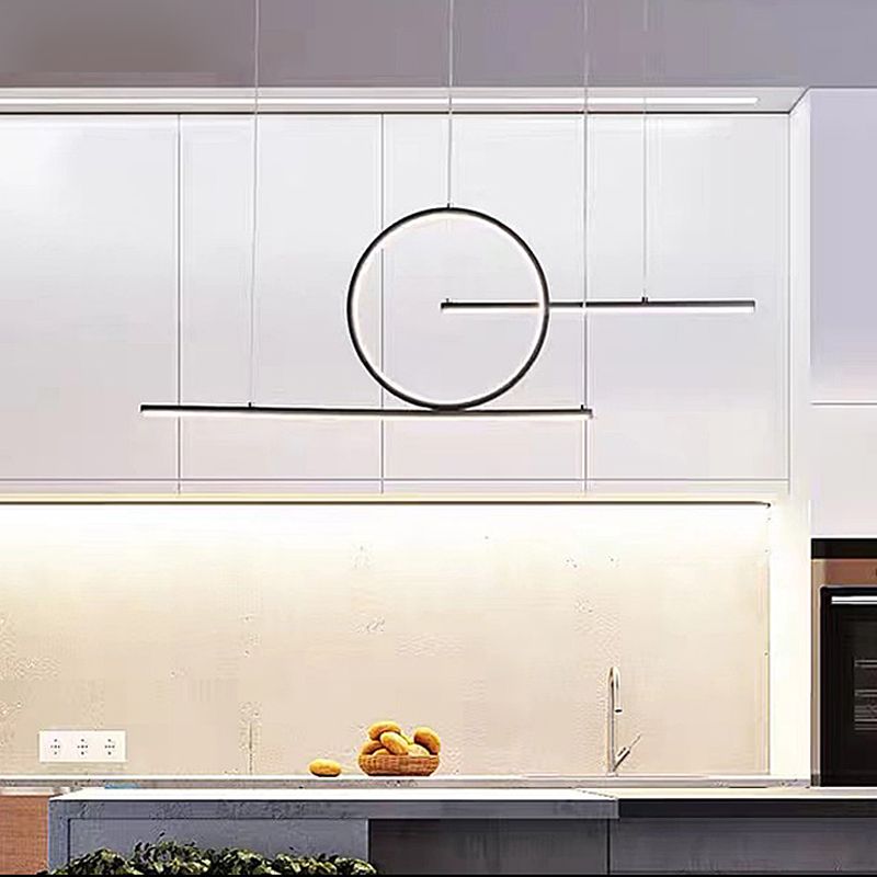 3 Light Linear Island Lights Contemporary Metal Island Light Fixture for Kitchen