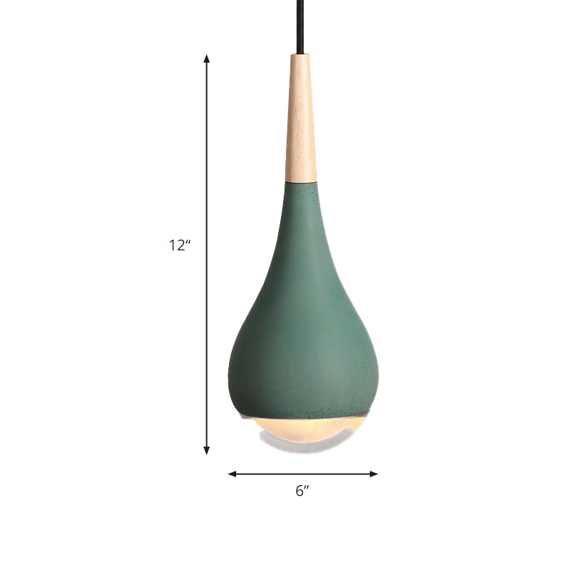 Pear Pendant Lighting Nordic Cement 1 Light Grey/Red/Green Hanging Ceiling Light