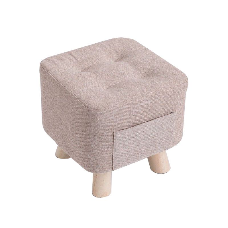 Modern Ottoman Fabric Upholstered Tufted Solid Color Pocket Square Ottoman with Chair Legs