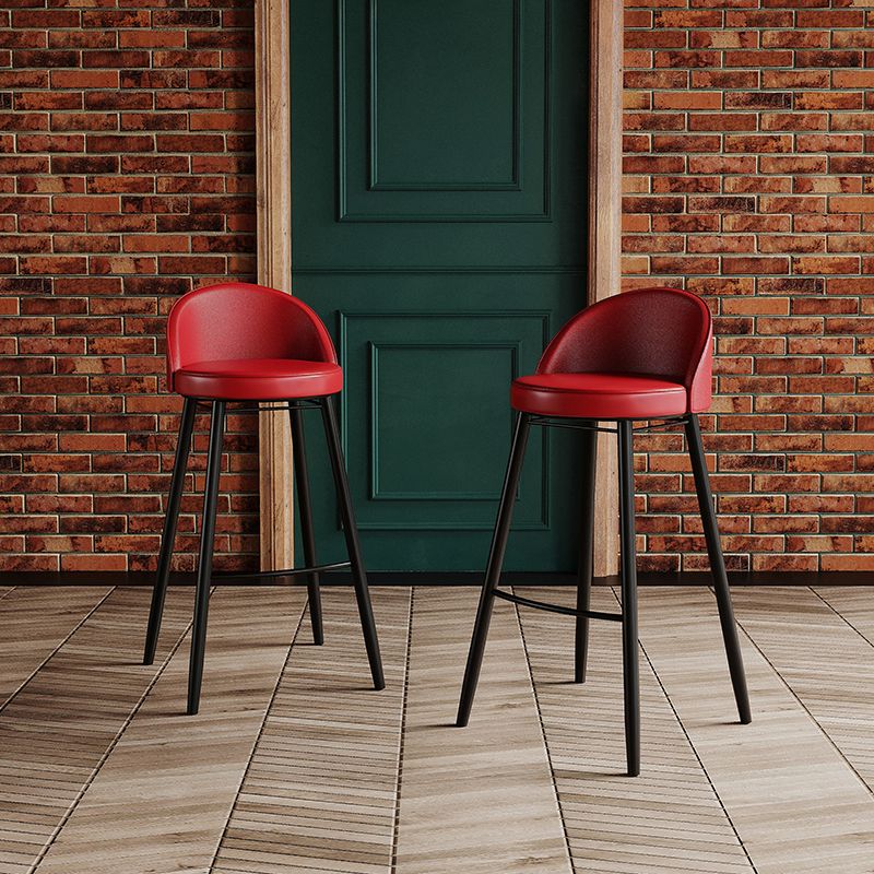Modern Milk Tea Shop Low Back Stool Matte Finish Leather Barstool