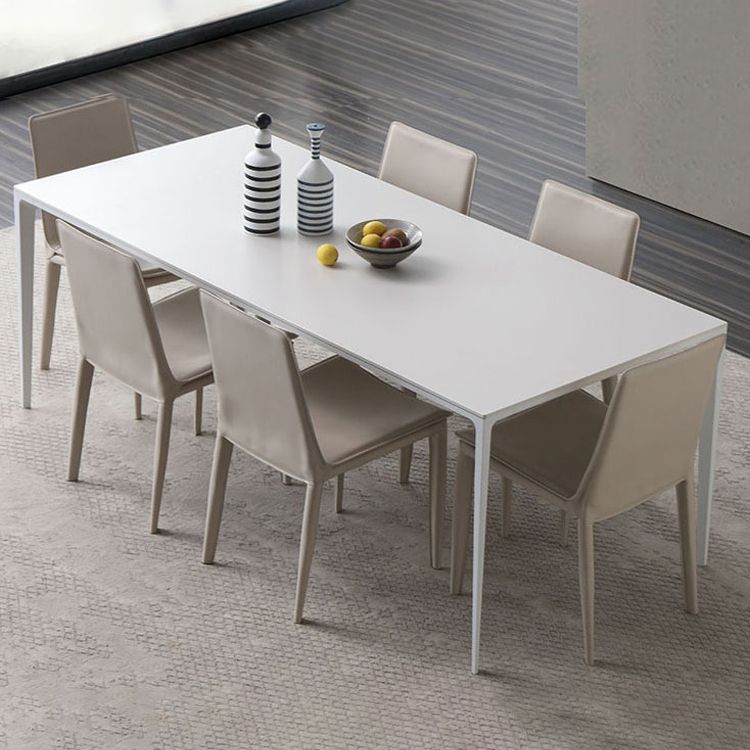 Leather Dining Chair Minimalist Design Solid Back Armless Dining Chair