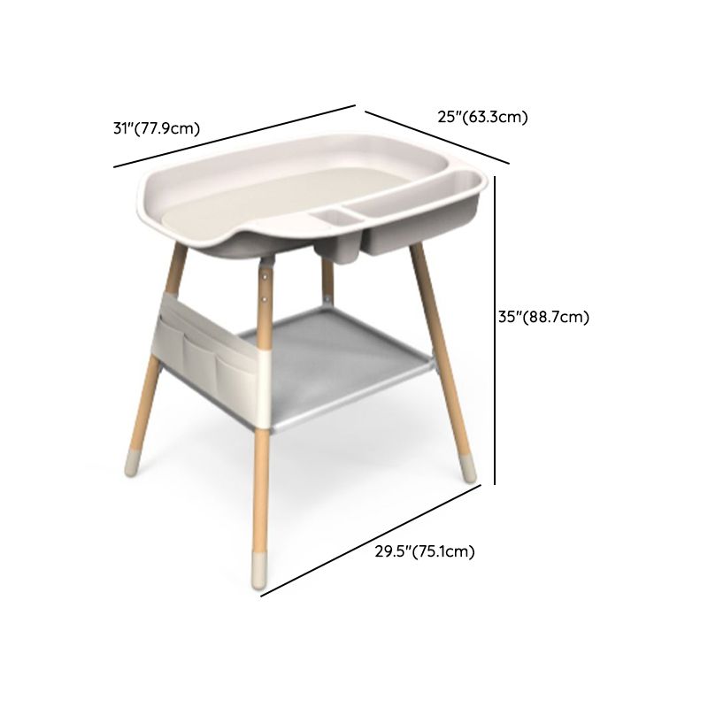 25" W Baby Changing Table with Shelf, Modern Changing Table in White