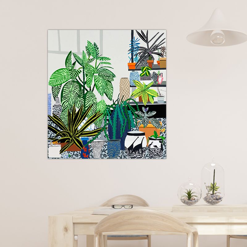 Children's Art Potted Plant Canvas Study Room Wall Art Decor in Green, Multiple Sizes Available