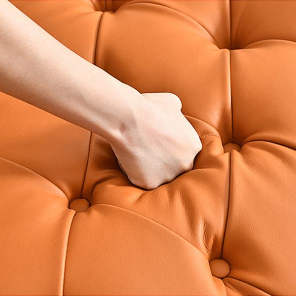 Glam Chaise Lounge Leather Chaise Lounge Sofa Metal Leg for Bedroom