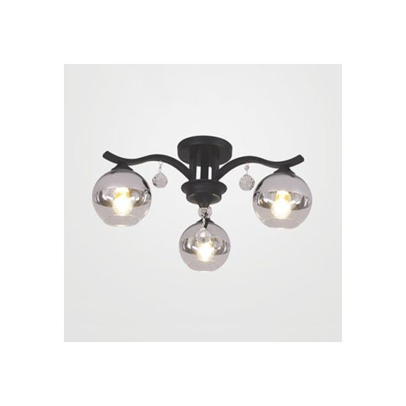 Sphere Shade Plafond Light With Crystal Deco 3 Lights Modern Clean Glass Glass Plafond Lampy Ford pour chambre