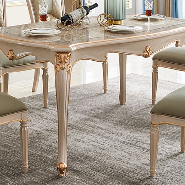 Mid-Century Rectangle Standard Dining Table Solid Wood Kitchen Dining Table with 4 Legs Base