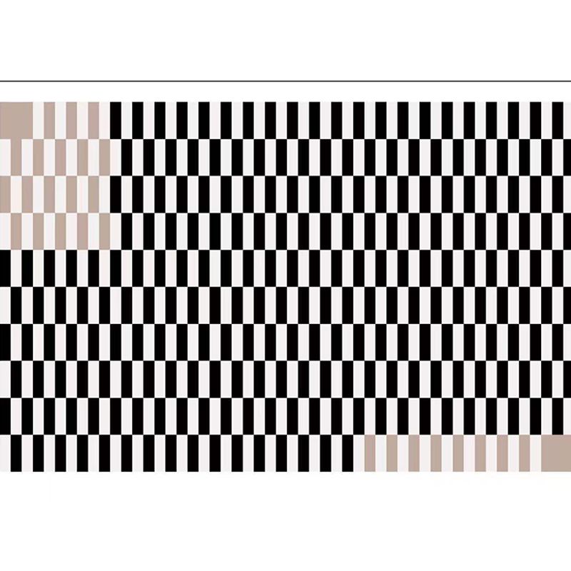 Black Checkerboard Rug Polyester Modern Rug Non-Slip Backing Rug for Home Decor