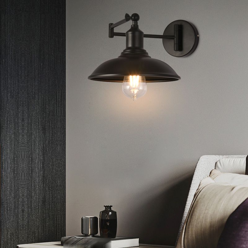 1-Light Wall Sconce Industrial Style Metal Wall Lighting for Bedroom