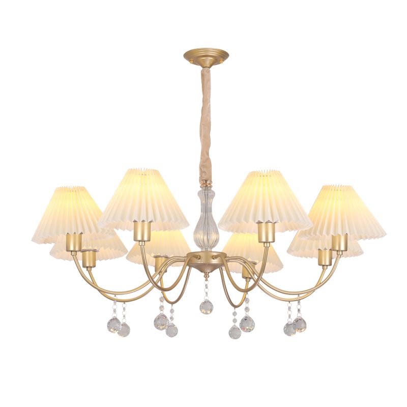 Éclairage de lustre à plusieurs têtes Lument de suspension de cône traditionnelle avec une teinte en tissu