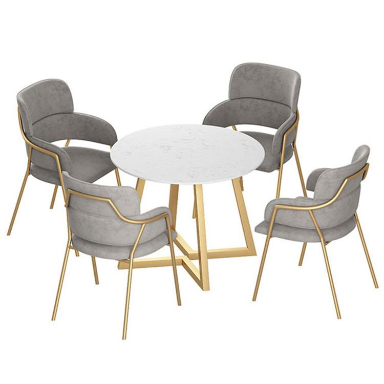 Traditional Faux Marble Top Dining Set with Gold Metallic Legs for Dining Furniture