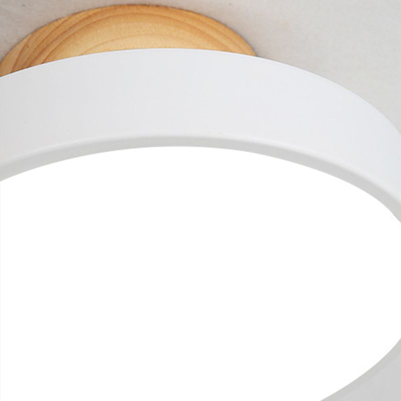 Plafoniera LED Macaron moderna e alla moda, circolare in legno, da incasso, con paralume in acrilico