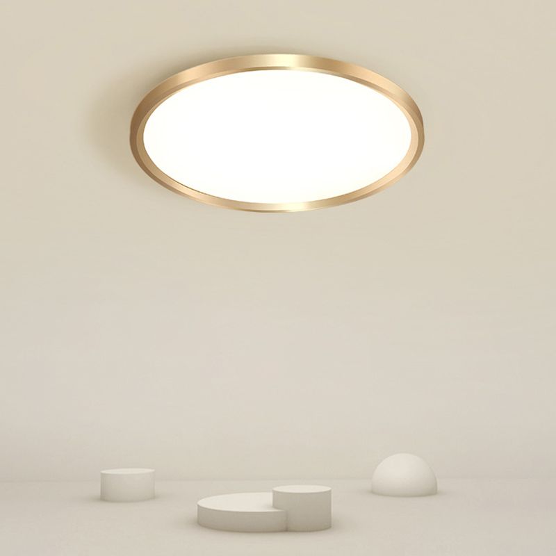 LED Bedroom Flush Ceiling Light Fixture Modern Gold Flush Ceiling Light with Circle Metal Shade