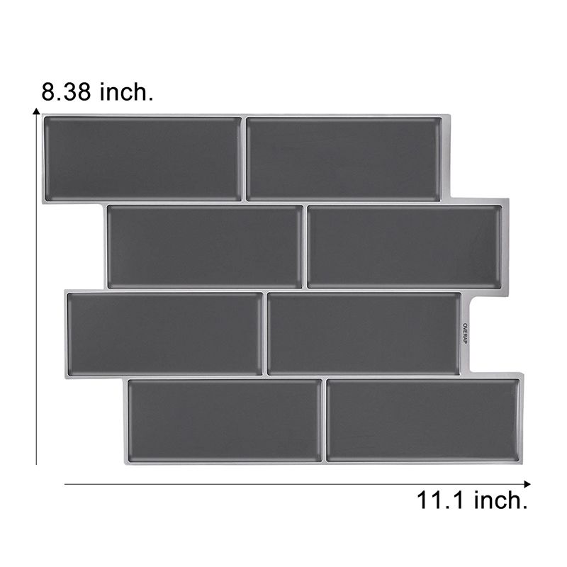 Brick Wallpaper Panel Set Dark Grey PVC Wall Decoration, Peel and Paste, 11' x 8.3"