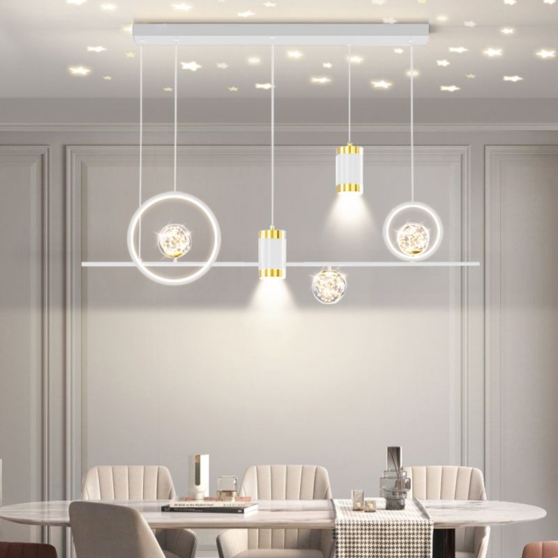 Modern Metal Ceiling Light Circle Shape Island Light with Acrylic Shade for Living Room