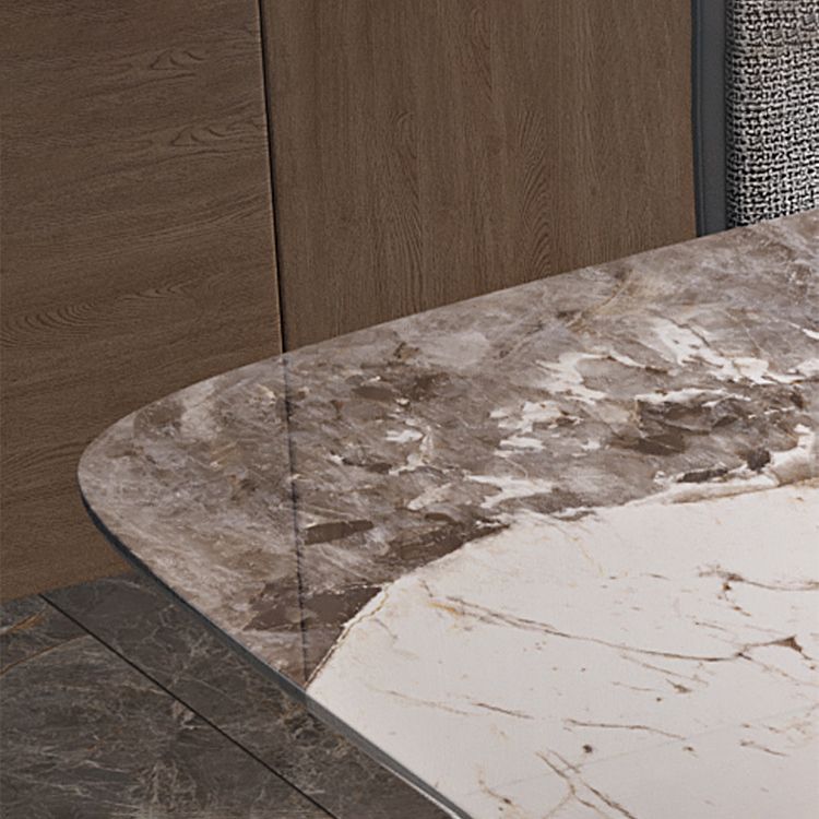 Modern Sintered Stone Table Set of 5/7 with Rectangle Table Dining Set with Fabric Leather Chairs