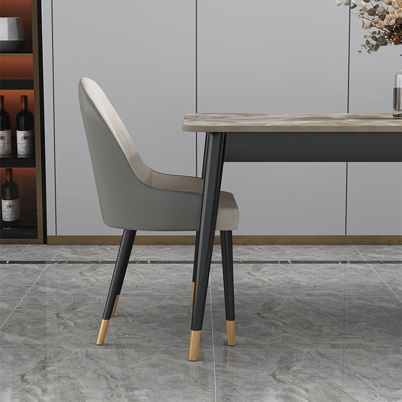 Rectangle Contemporary Style Dining Room Set Sintered Stone Dining Furniture Set with 4 Legs Table