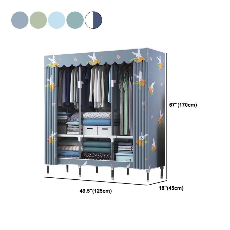 Contemporary Style Wardrobe Metal Bedroom Wardrobe Closet with Shelves