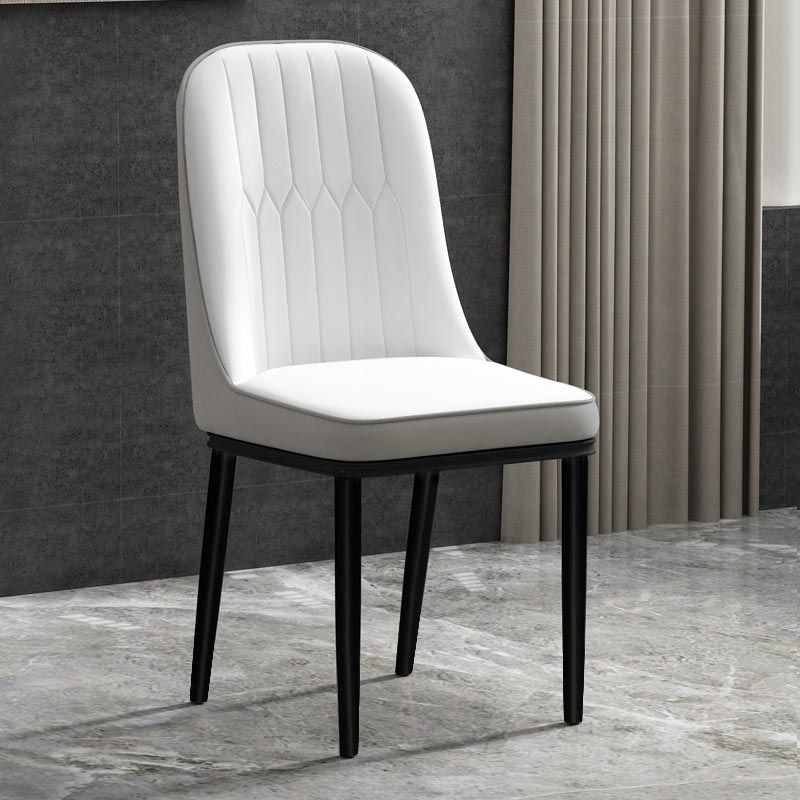 Glam Faux Leather Dining Chair Parsons Chair with 4 Legs in Matte Finish for Home