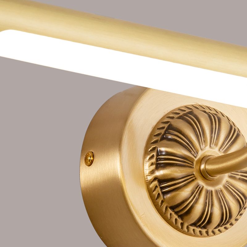 Sconcetto muro di tonalità lineare a 1 luce moderna moderna illuminazione da parete specchio in stile semplice in ottone