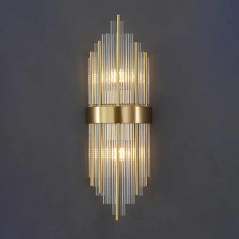 2 Lights Post Modern Wall Lamp Minimalist Linear Crystal Brass Sconce Light Fixture for Indoor