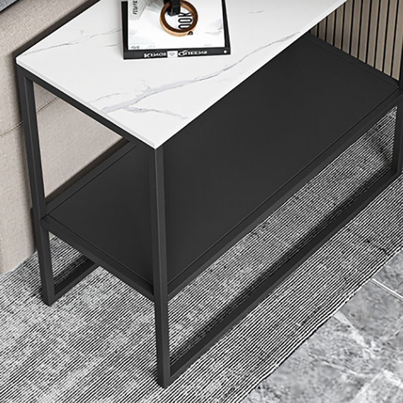 Contemporary Sled with Shelf Rectangular Double Tier Living Room Side Table