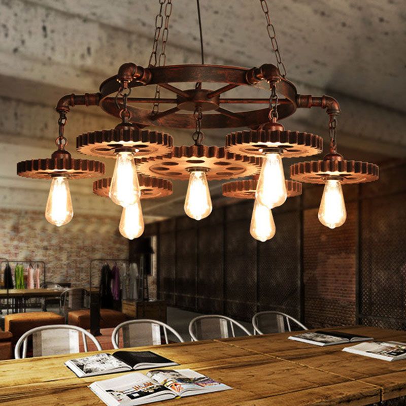 Bronze Antique Hanging Fixture Wrought Iron Bar Chandelier Pendant Lights