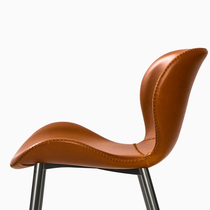 Contemporary Style Faux Leather Metal Base Home Dining Side Chair