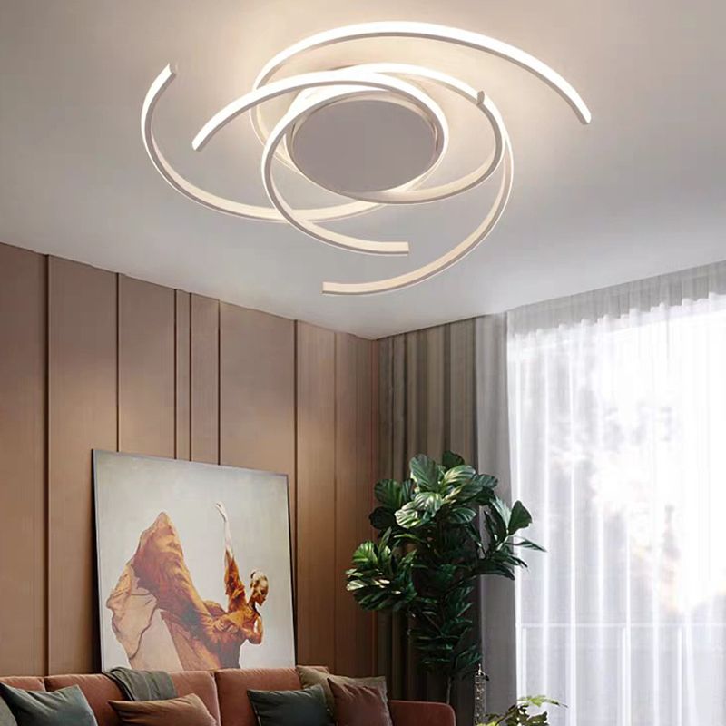 Contemporary LED Close to Ceiling Lighting Curved Close to Ceiling Lamp with Metal Shade