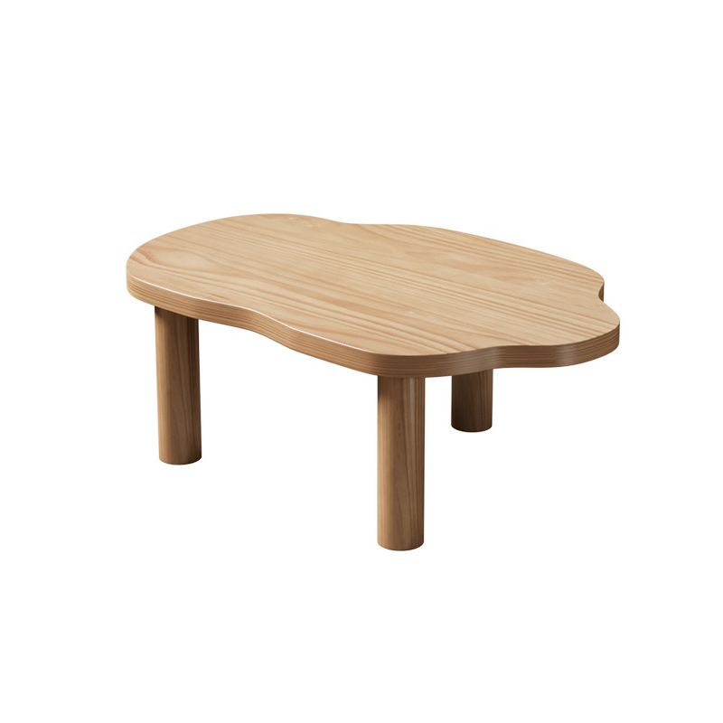 Scandinavian Pine Wood Coffee Table with Free Form Top Cocktail Table