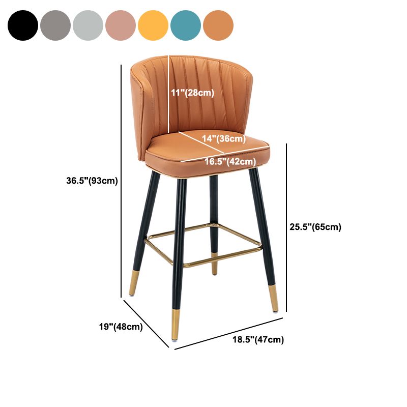 Scandinavian Footrest Checkout Counter Stool Matte Finish PU Leather Barstool