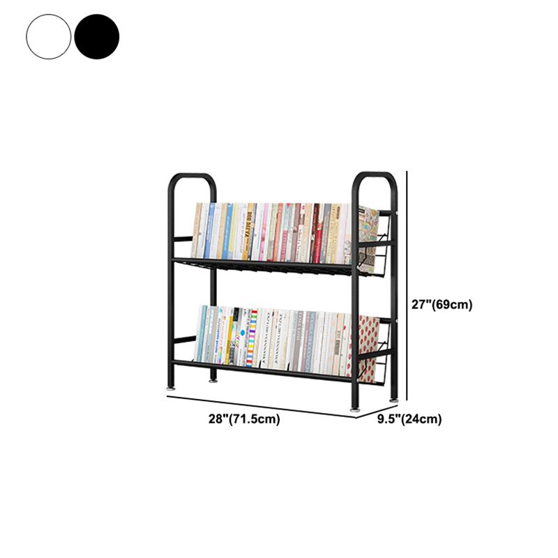 Modern Metal Bookcase Vertical Etagere Open Back Bookshelf in Burnish