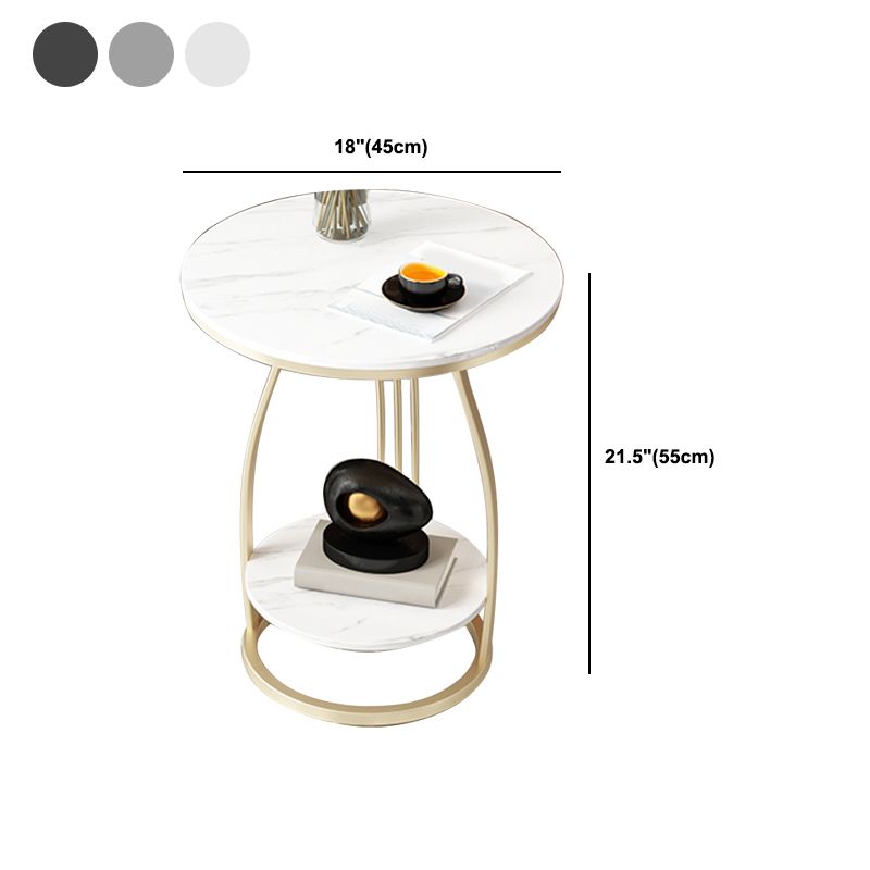 Modernistic Metal Frame End Table Round End Table with Slate Top