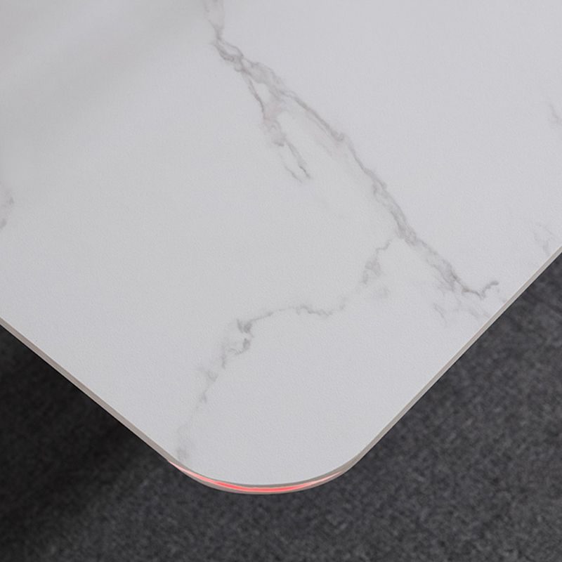 Modern 1/4/5/7 Pieces Dining Set White Rectangle Sintered Stone Dining Table Set