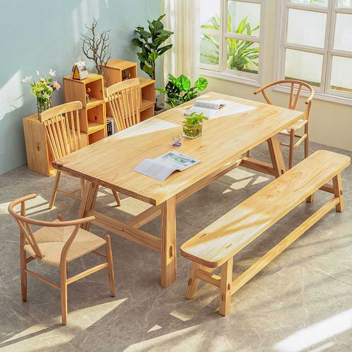 Rechteck Kiefer Massivholz Tisch Moderner Innentisch mit Trestle Basis für das Restaurant