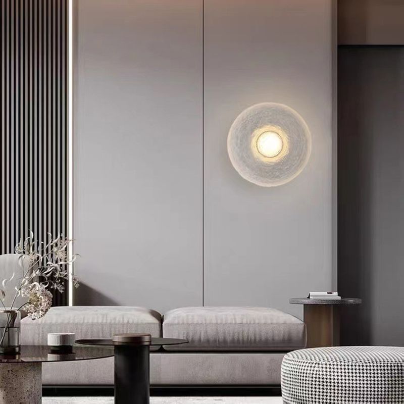 Single White Wall Mounted Sconce LED Shaded Wall Light for Living Room