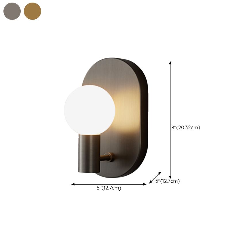 Solid Brass Wall Lamp Contemporary Black / Gold Wall Light with Glass Shade