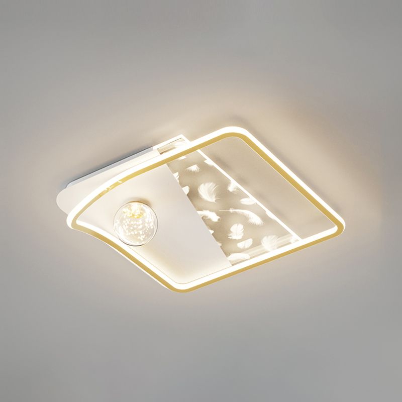 Lampada da soffitto da incasso in stile moderno a 3 luci con paralume geometrico in oro