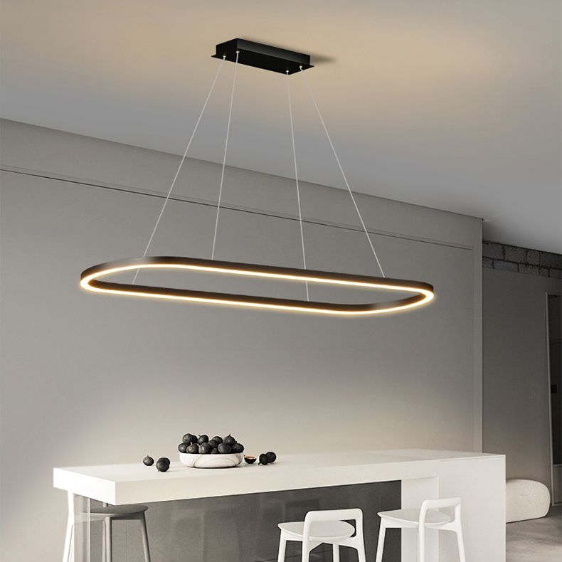 Linear Shape Island Pendant Contemporary Style Metal 1 Light Island Lighting Idea